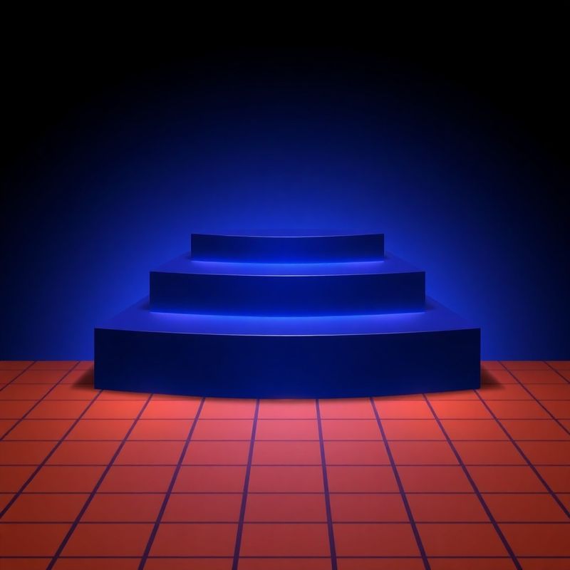Tres niveles de plataformas índigo brillantes representando los planes