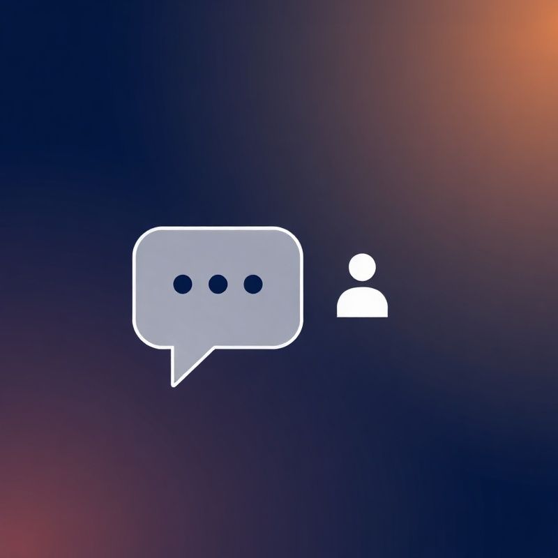 Burbuja de chat e icono de conexión con bróker en gradiente índigo